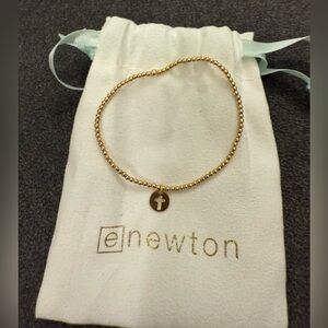 ENewton Gold Beaded Bracelet with Cross Charm